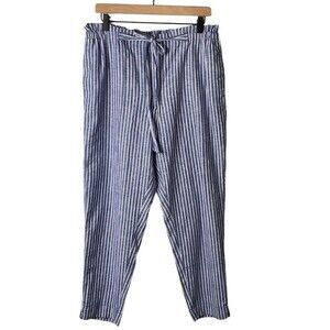 Beachlunchlounge Giavanna Stripe Linen Cotton Tie Pull On Beach Pants Cerulean